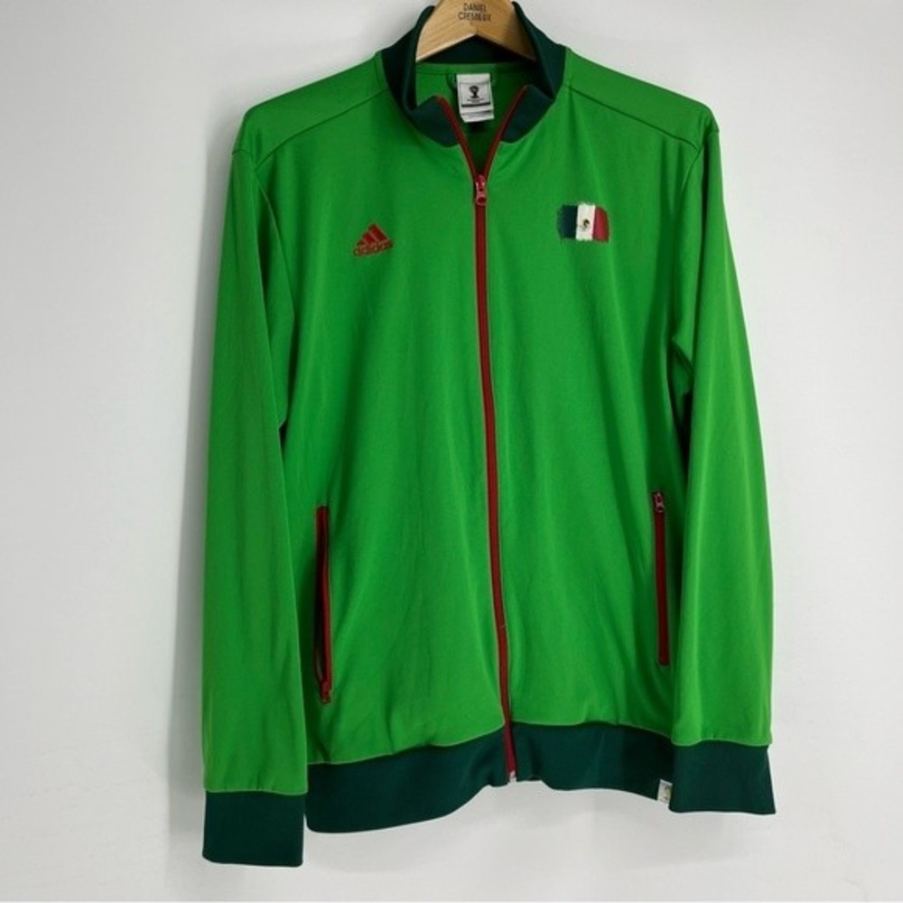 Adidas Jacket Mens Large Green 2014 Brazil Viva Mexico World Cup Zip Track Sport
